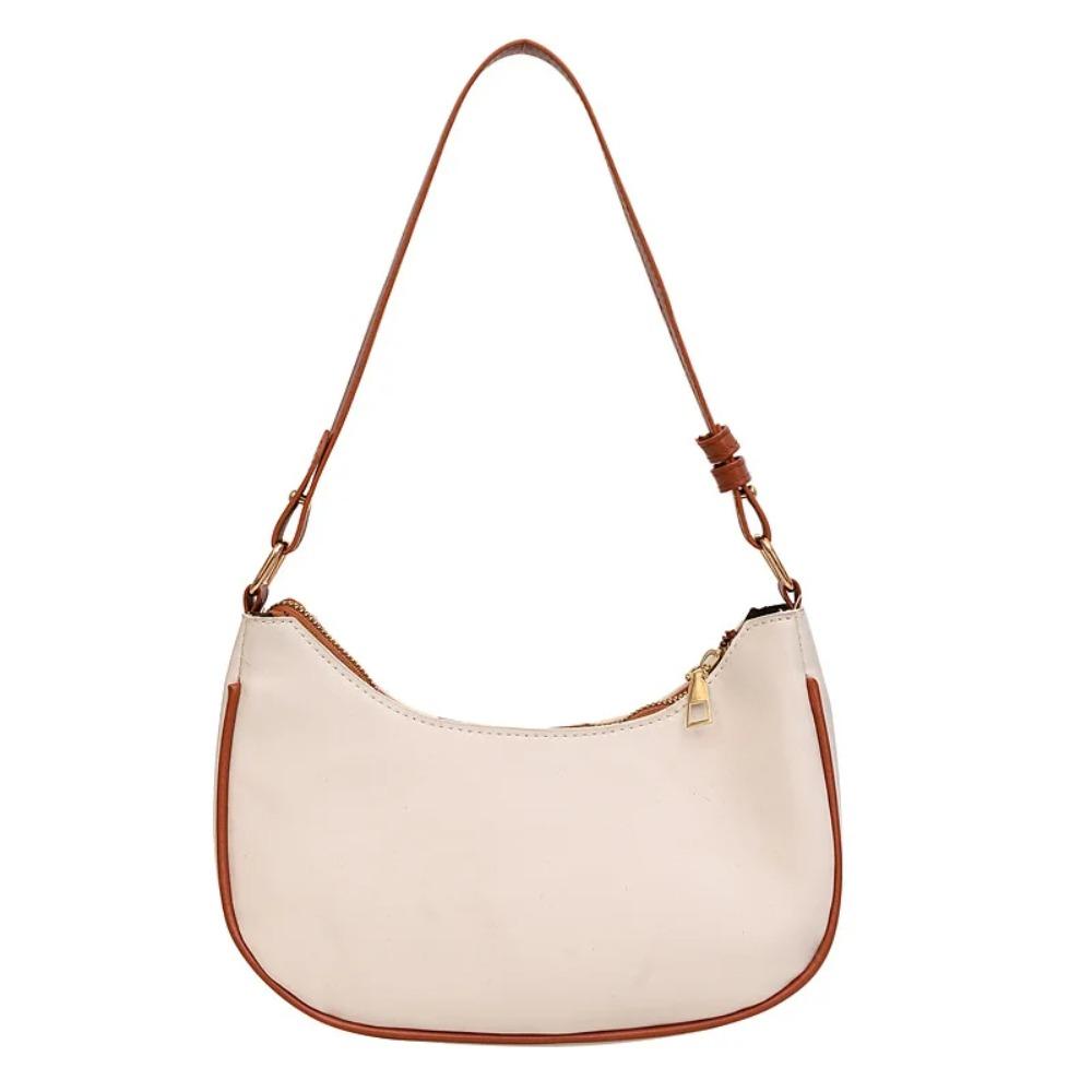 PU Leather Ladies Handbag Simple Armpit Bag Portable Half Moon Underarm Bag  Women