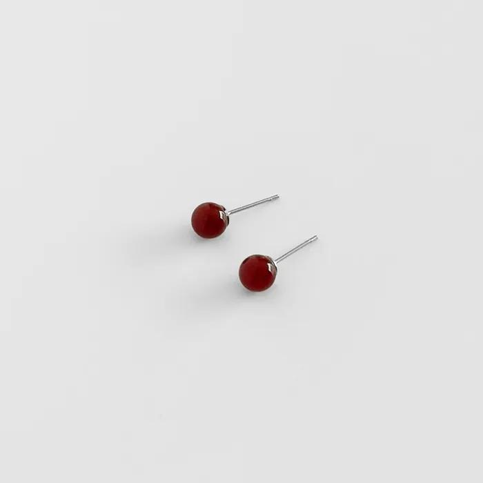 6mm red carnelian stone earrings
