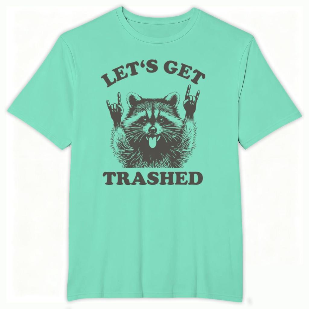 Unisex Tshirts Funny Lets Get Trashed Raccoon Graphic Tee Fashion Summer Animal Lovers Daily Tshirt Trash Panda Sarcastic Top