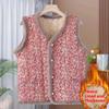 Ältere Herbst- und Winterkleidung Plus Samt Floral Herbst- und Winterweste Dicke Warme Jackenweste