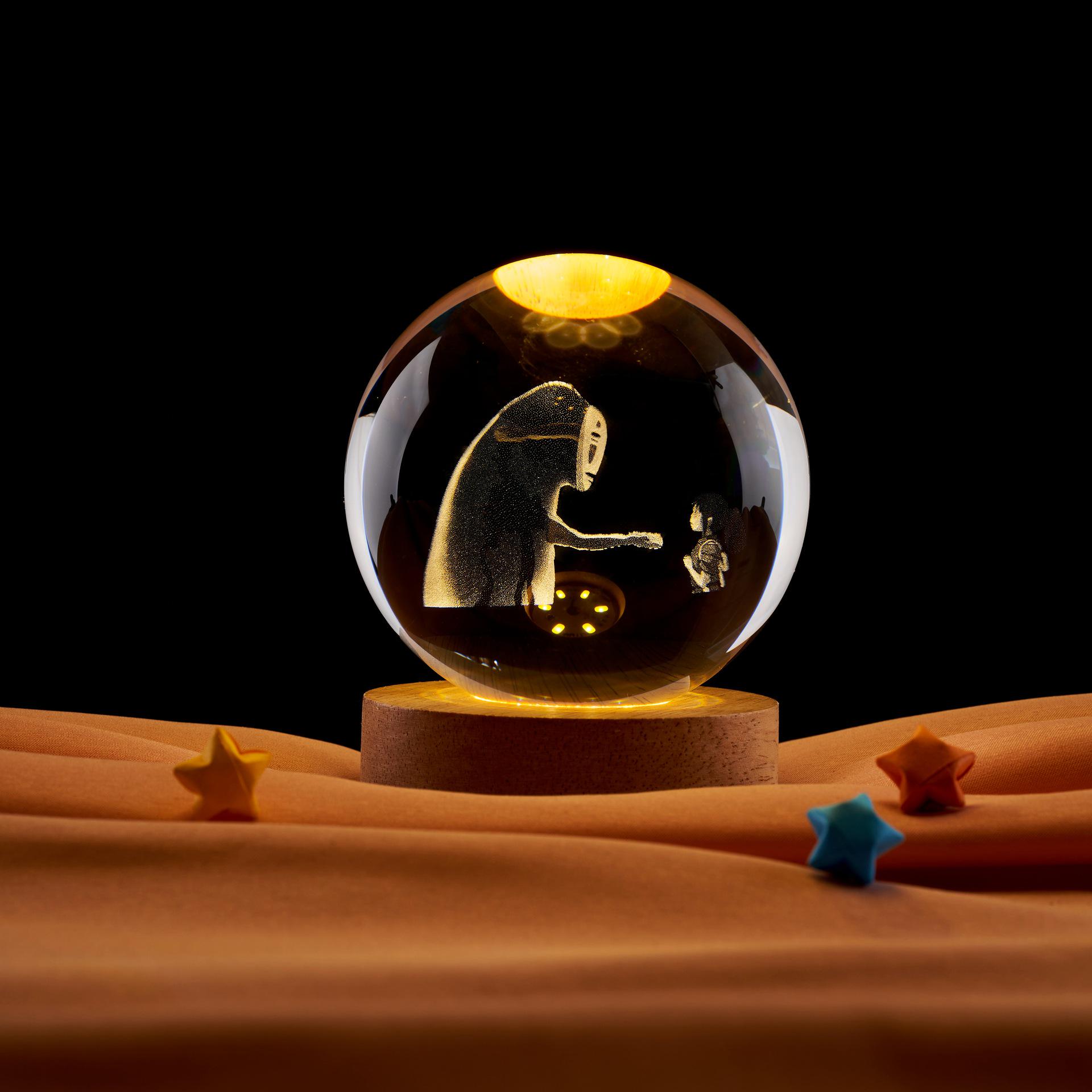 Faceless Man 3D Luminous Crystal Ball Night Light - Creative Desktop Ornament & Gift
