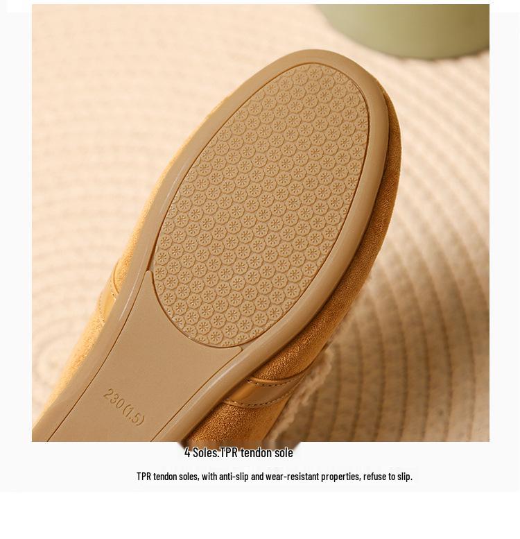 Cozy Ladylike Furry Slipper Mules with Metal Buckle & Hidden Heel - 2025 Autumn/Winter