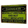 Danger Sign - Vintage Wooden Warning Plate, 5.85in X 7.8in, Yellow & Green Humorous Keep Safe Distance Notice
