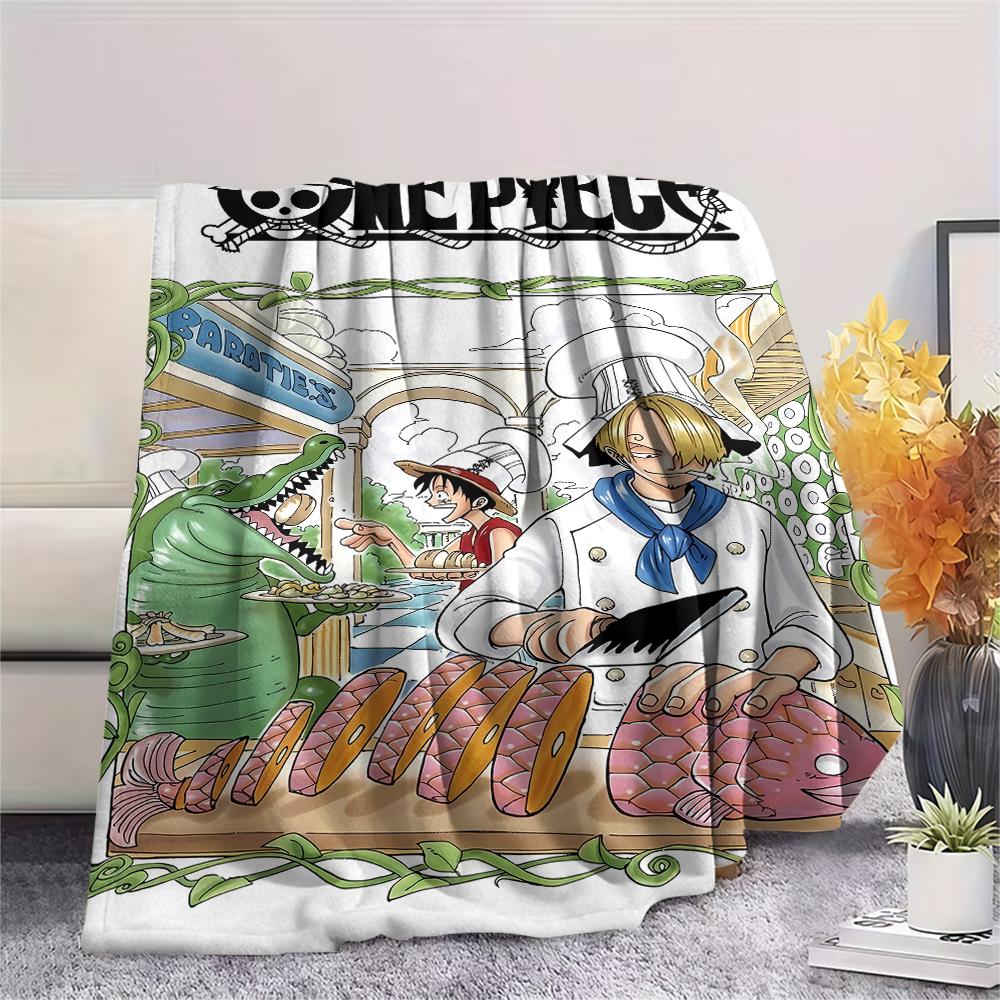 Flanelová deka s potiskem postaviček z One Piece, Vysoká kvalita, Pohodlná pro všechna roční období, Domácí dekorace, Teplo a pohodlí, Perfektní jako vánoční dárky