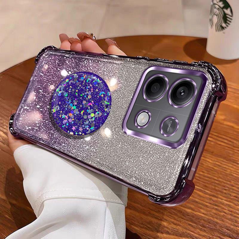 

Для POCO M6 pro 4G Чехол-подставка Роскошный Блестящий Защитный Противоударный Чехол-подставка для Xiaomi Redmi Note 13 pro Plus Чехол-накладка Redmi 13C 5G&Case & Holder фиолетовый