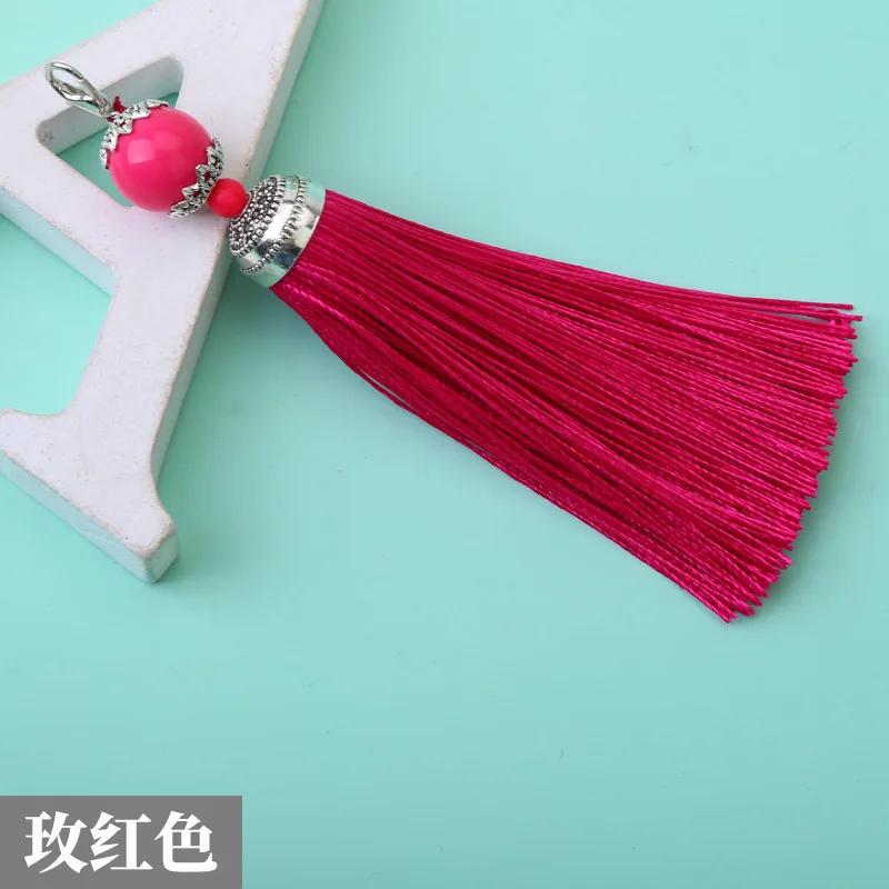 8cm Small Silk Tassel Earrings Pendant Charms Crafts Silver End Caps Tassels Brush for DIY Jewelry Making Accessories 5pc