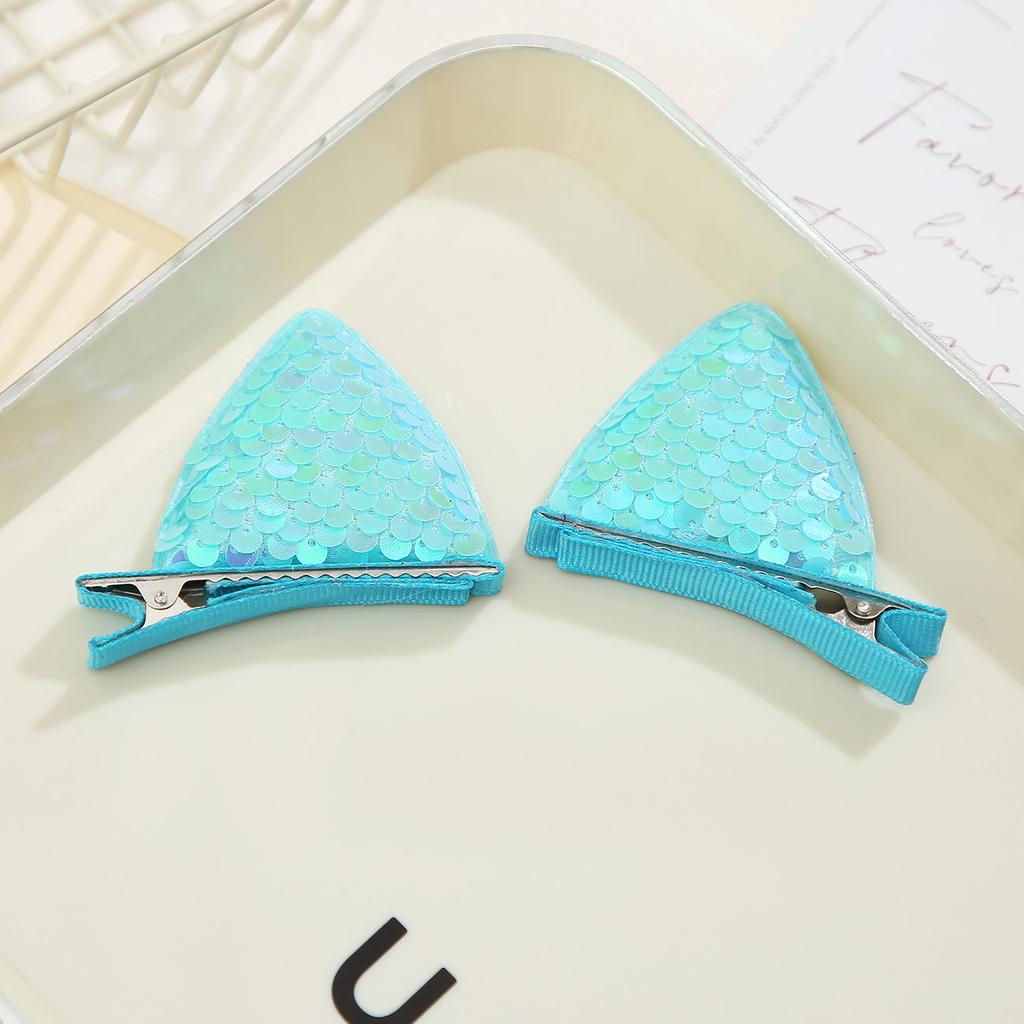 Pastoral Princess Glitter Cat Ear Hair Clips for Girls
