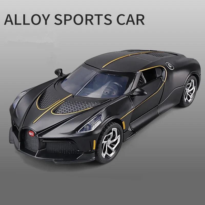 1:24 Lavoiturenoire Legierung Sportwagenmodell Die-Cast Metall Spielzeugfahrzeuge Automodell Simulation Sound und Licht Kinderspielzeug Geschenk