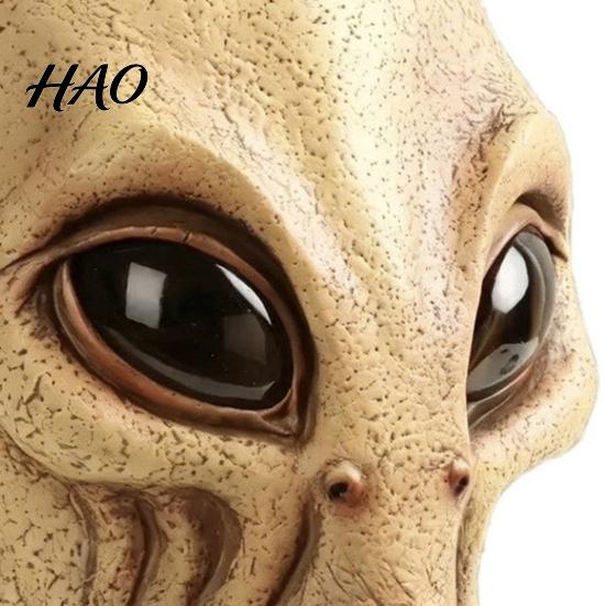 Masque d'Alien Respirant à Ventilation Intégrale pour Costume d'Halloween, Créature OVNI de Science-Fiction Personnage de Film d'Horreur Masque de Tête en Latex Cosplay
