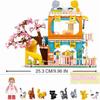 Sluban Girls Construction Blocks Cat Hotel Sakura Tree Villa Cute Pet House Educational Diy Construction Plaything For Kids Birthday Present
