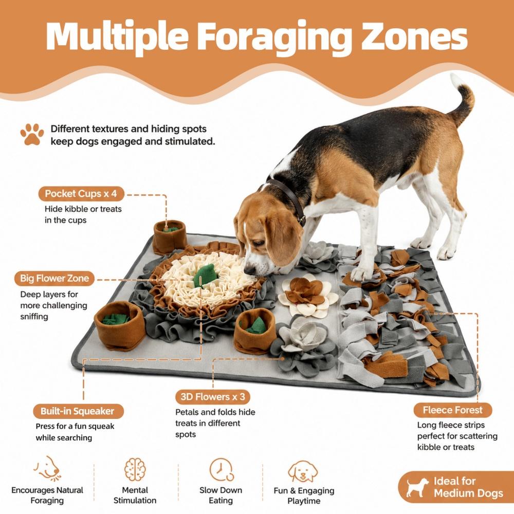 Multi-Layer Food Hiding Design Pet Snuffle Mat Soft Polar Fleece Non-Slip Slow Feeder Pad for Dogs Scent Training Indoor Use