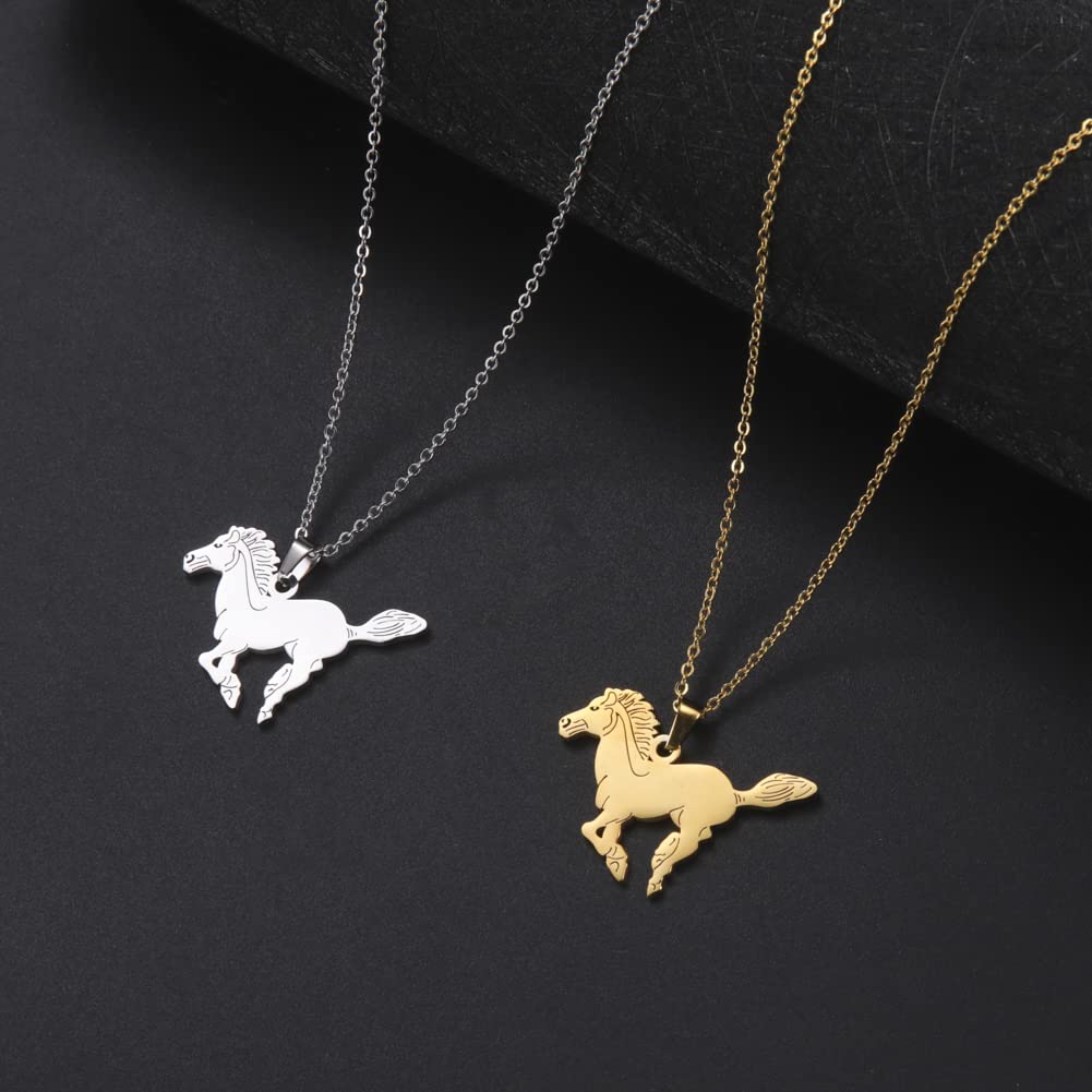 Dreamtimes Horse Necklaces Horse Pendant Necklace Stainless Steel Necklace Horse Chain Fashion Jewelry Women Christmas Gift