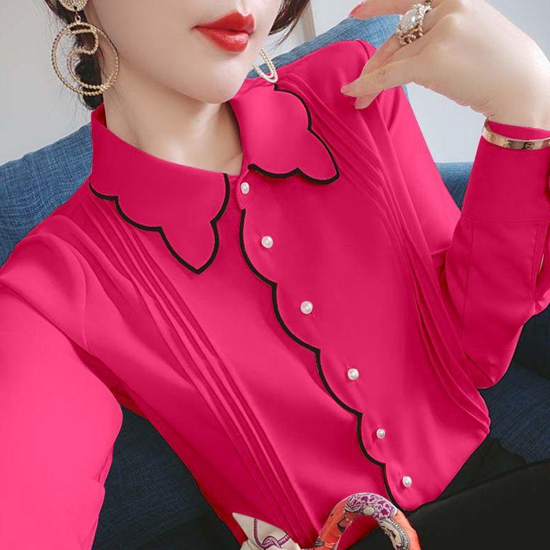 Šifonová košile dámská jarní a podzimní nová móda volná velká čísla tenká Yankee přiléhavé kalhoty košile topy dámské košile