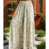 Summer Floral Pants Women's High Waist Loose Thin Wide Leg Elegant Skinny Versatile Straight Pants Trousers
