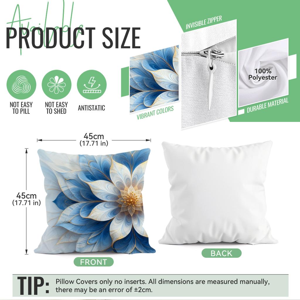 Blue and White Mandala Flower Cushions Pillowcase Polyester Cushion Cover Throw Pillow Pillowcover Home Car Sofa Decor