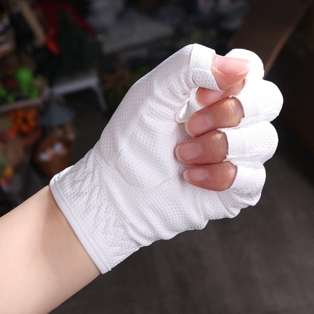 Bequeme Damen-SportHandschuhe Atmungsaktiv Rutschfest Fingerlos GolfHandschuhe Linke Rechte Hand Netz Damen GolfHandschuhe