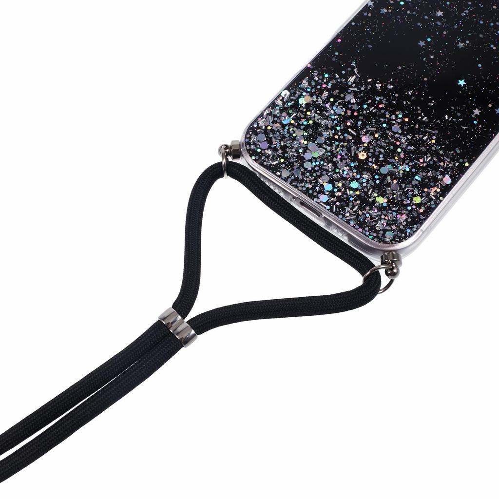 AW Series For iPhone 16 Plus Case Soft TPU Sparkle Epoxy Phone Cover with Lanyard