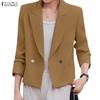 ZANZEA Women Casual Notched Lapel Long Sleeve Loose Thin Cardigan Tops