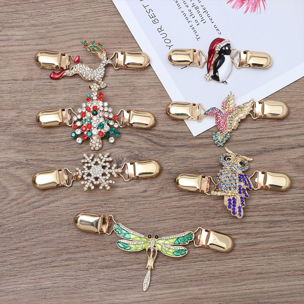 Pattern Christmas Tree Rhinestone Sweater Blouse Pin Cardigan Clip Duck Clip Clasps Shawl Brooch
