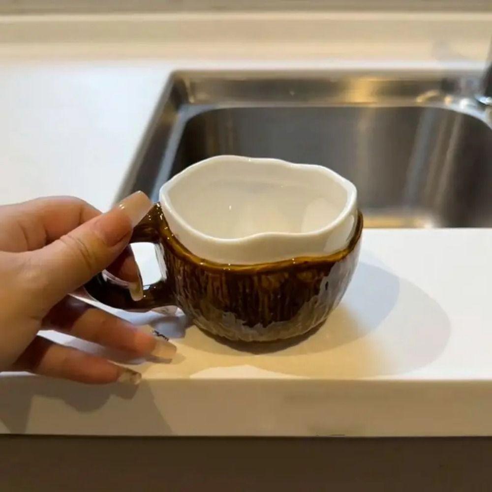 INS Creative Coffee Cup Irregular Imitation Coconut Shell Water Cup Coconut Ceramic Mug Household