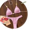 2026 European and American New Sexy Solid Color Neck Wearing Beads Beach Women Split Bikini Bikini Swimsuit