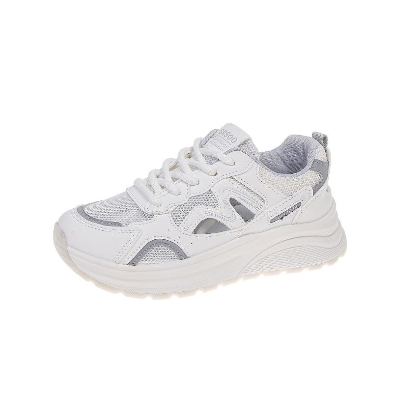 2025 New Shoes Summer Women's Little White Shoes Platform Sole Lightweight Casual Dad Shoes Breathable Mesh Sneakers Women