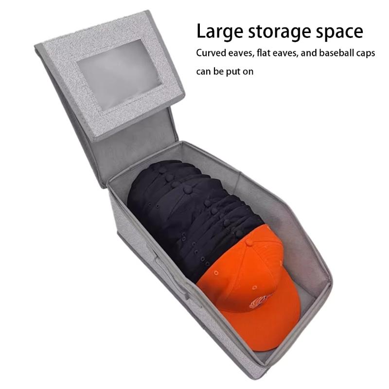 Large Capacity Foldable Hat Storage Box For Baseball Caps With Dustproof Cover Travel Home Organization Tool