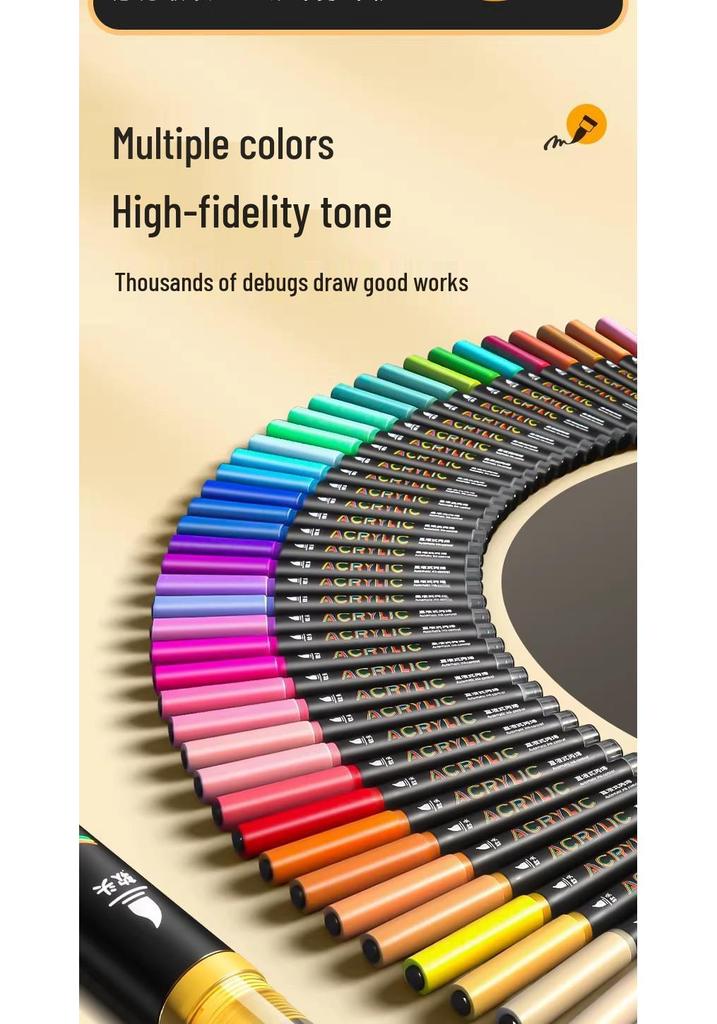 Soft Tip Liquid Ink Acrylic Marker Pen Set - 60 Colors for Student Art and Layering Techniques
