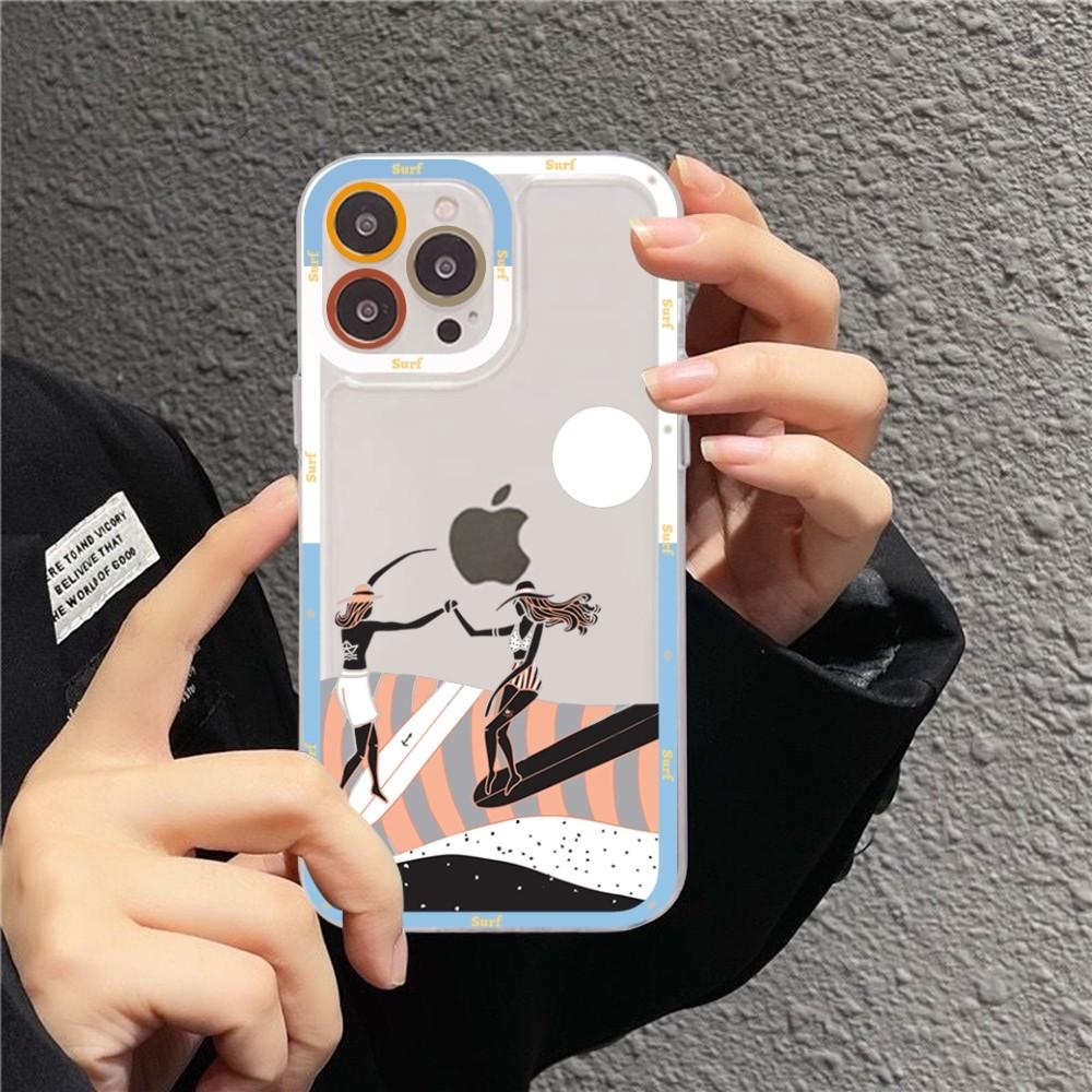 Beach surf girl Phone Case For iPhone 15 11 12 13 14 Mini Pro Max XR X XS TPU Clear Case