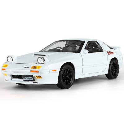1/24 Mazda RX7 Initial D Macchinina da Corsa Giocattolo Modello JDM 1:24 Veicoli Metallici Diecast Miniatura Suono Luci Collezione Regalo per Ragazzo Bambino