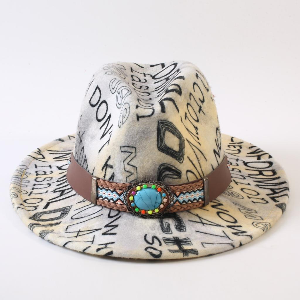 New European and American style letter printing fashion top hat men's and women's fashion jazz hat sunscreen sun hat