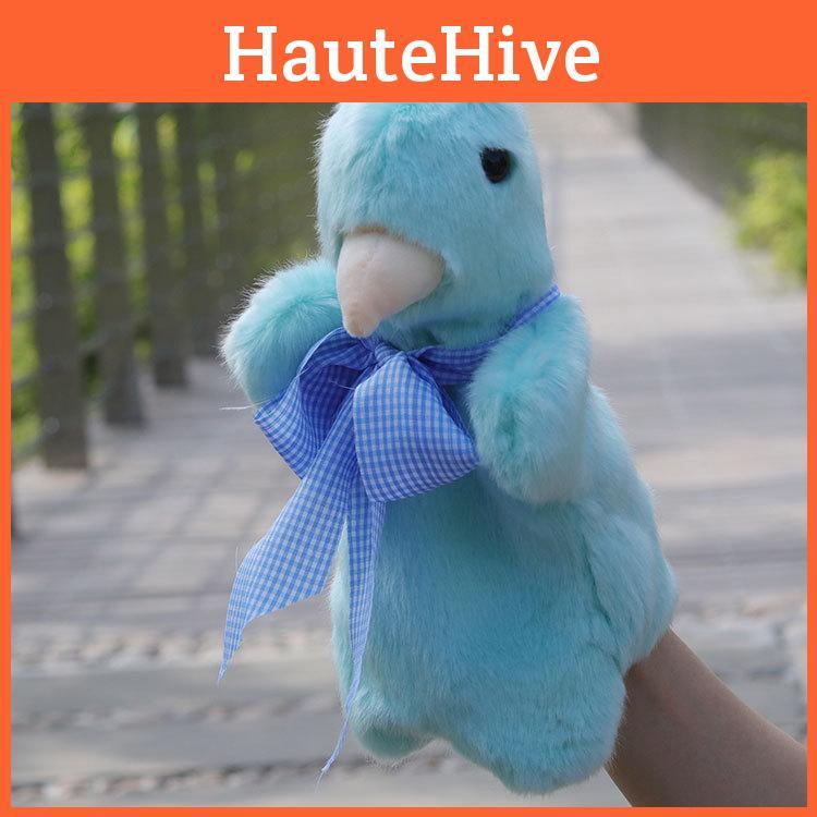 Cute Pigeon Long Fur Plush Animal Hand Puppet For Kids Playtime Interactive