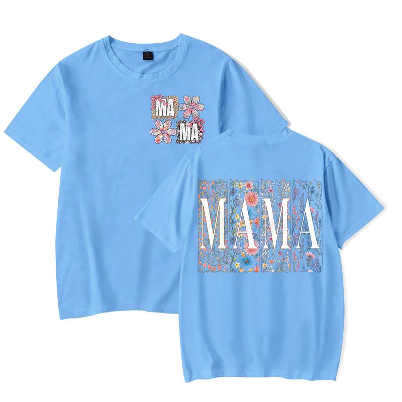 Happy Mother's Day Short Sleeve T-Shirt Vintage Boho Flower Summer Clothes Mama Floral Retro Casual Tops Gift for Mama T Shirts
