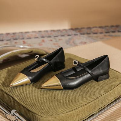 29806 [piel de oveja] zapatos planos mujer tacón grueso otoño 2025 nuevo punta fina pequeño fragante Mary Jane zapatos de vestir