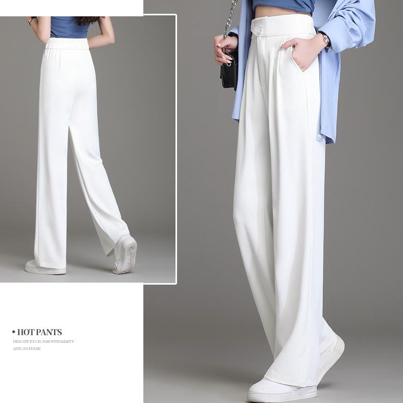 Spring And Summer Women Loose Wide Leg Pants Full Length Elastic Waist Pleated Trousers Plus Size 4xl
