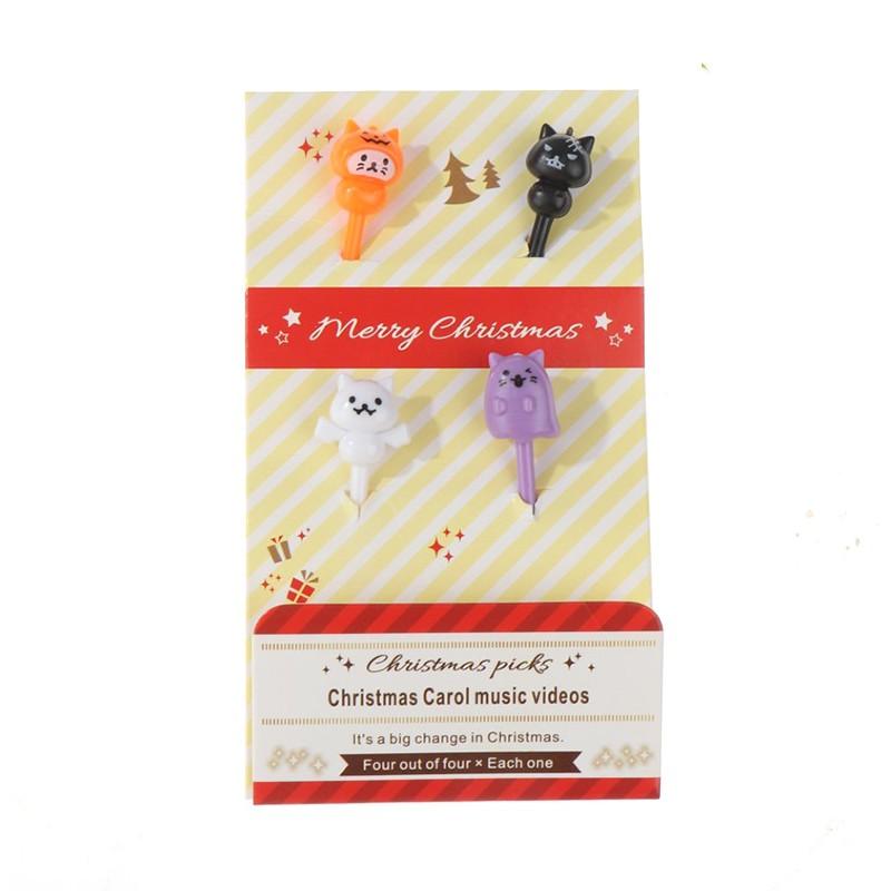 3-6pc Cartoon Halloween Pumpkin Ghost Dessert Snack Cake Food Fruit Fork Children Toothpic DIY Bento Lunches Party Decor