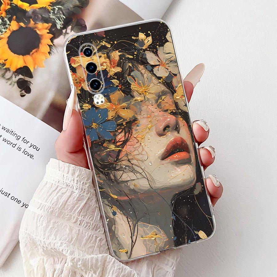 For Huawei P30 Lite Case MAR-LX1A Soft Silicone Cool Flower Pattern Shockproof Cover for HuaweiP30 P 30 Pro Lite Coque  Funda