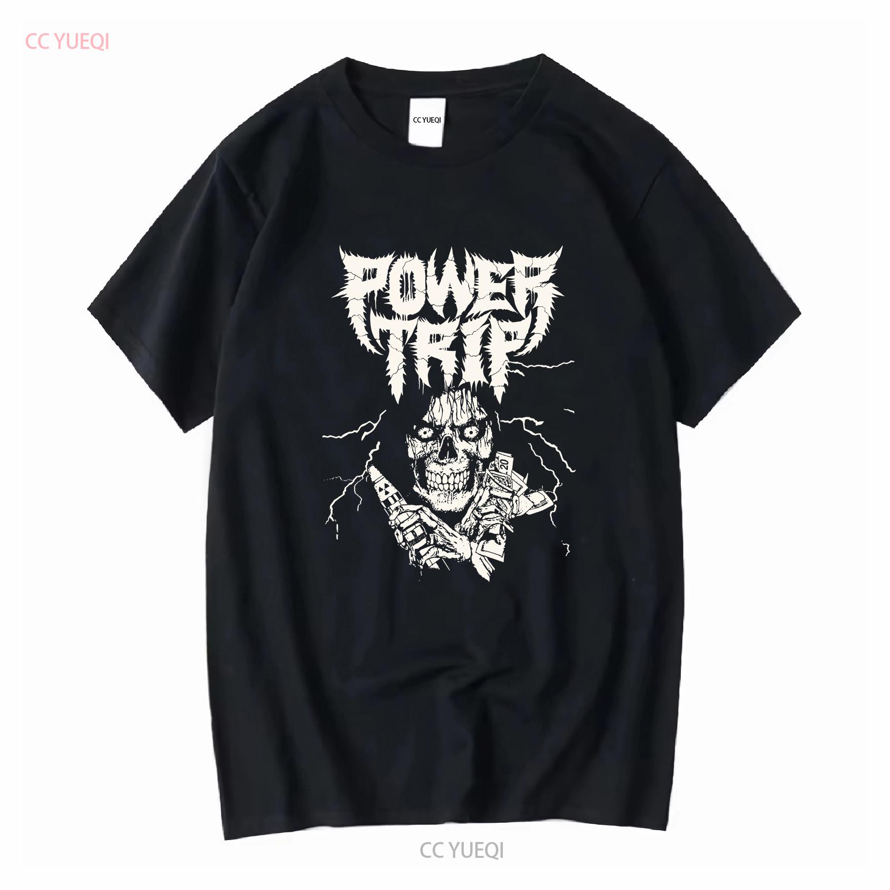 

retro Power Trip band T shirt black Short sleeve S to 5Xl TA3553 long sleeves vintage Washed graphic Casual Stylish Comfortable 4XL