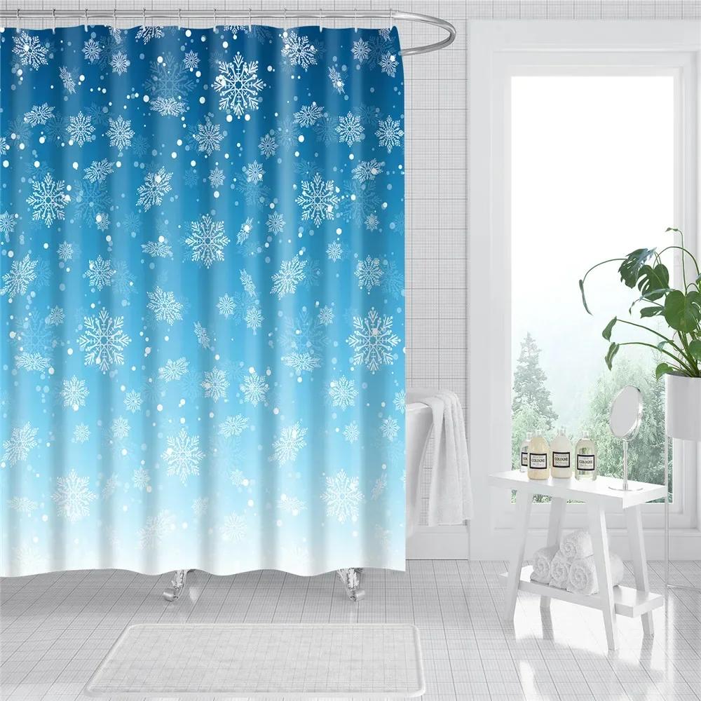 Universe Starry Sky Shower Curtain Bathroom Decor Bath Curtains Waterproof Polyester Christmas Snowflake Bathroom Curtains