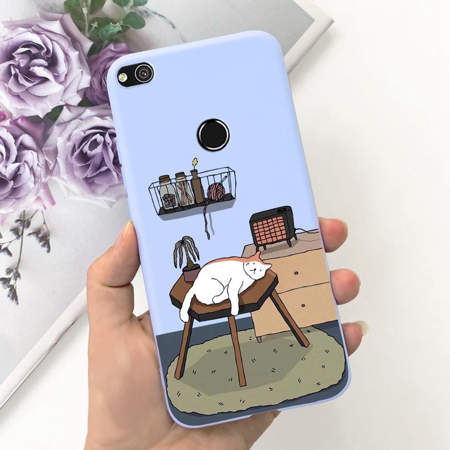 Für Huawei P8 Lite 2017 2015 Hülle P9 Lite 2017 Huawei GR3 2017 Honor 8 Lite Abdeckung Weiches Silikon Matt Süßigkeit Funda Schwarze Katze Ente
