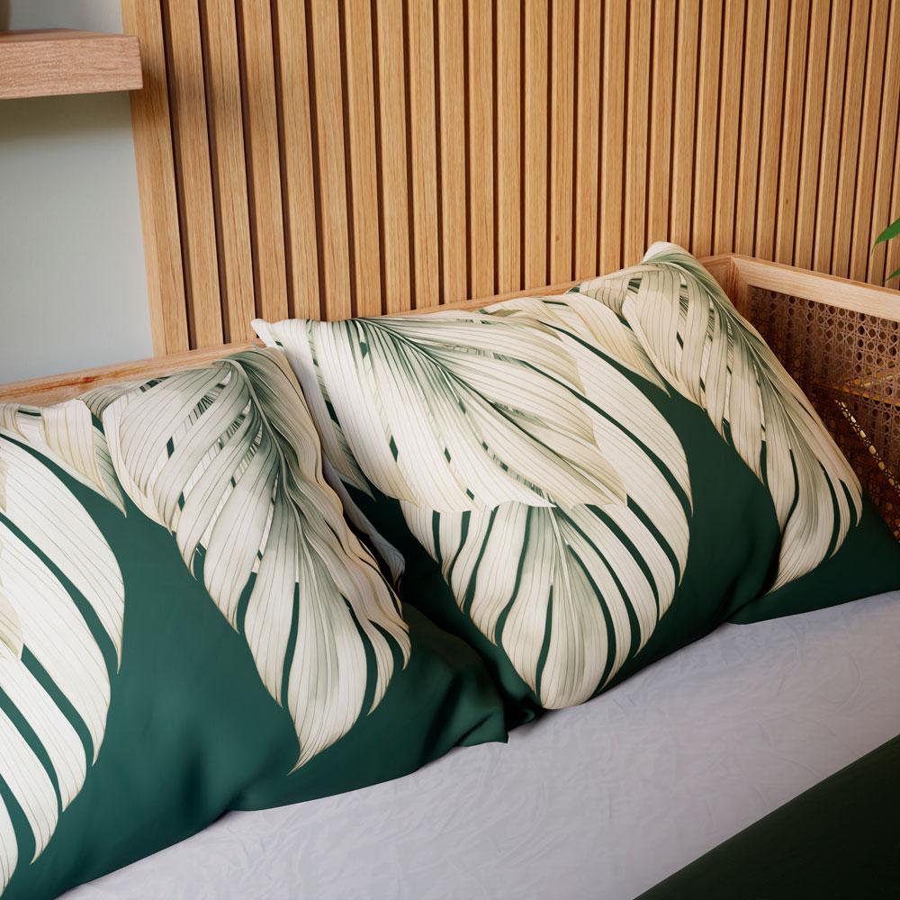 TROPICANA bedding set 220x200 cm - satin cotton, exotic leaf pattern