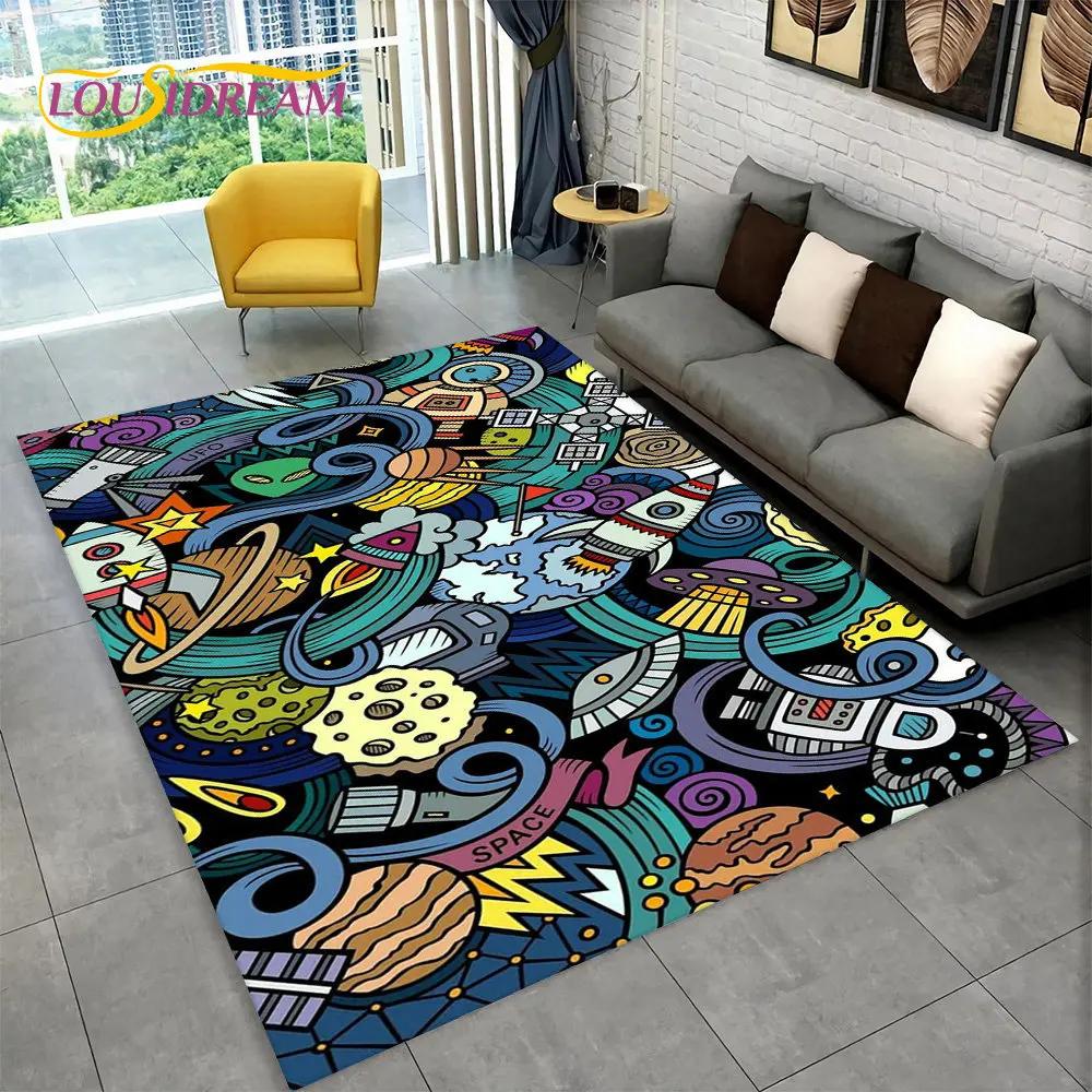 Dywanik z kreskówkowym astronautą kosmicznym 3D, Dywanik do domu, salonu, pokoju dziecięcego, pod sofę, wycieraczka, Mata podłogowa dla dzieci antypoślizgowa