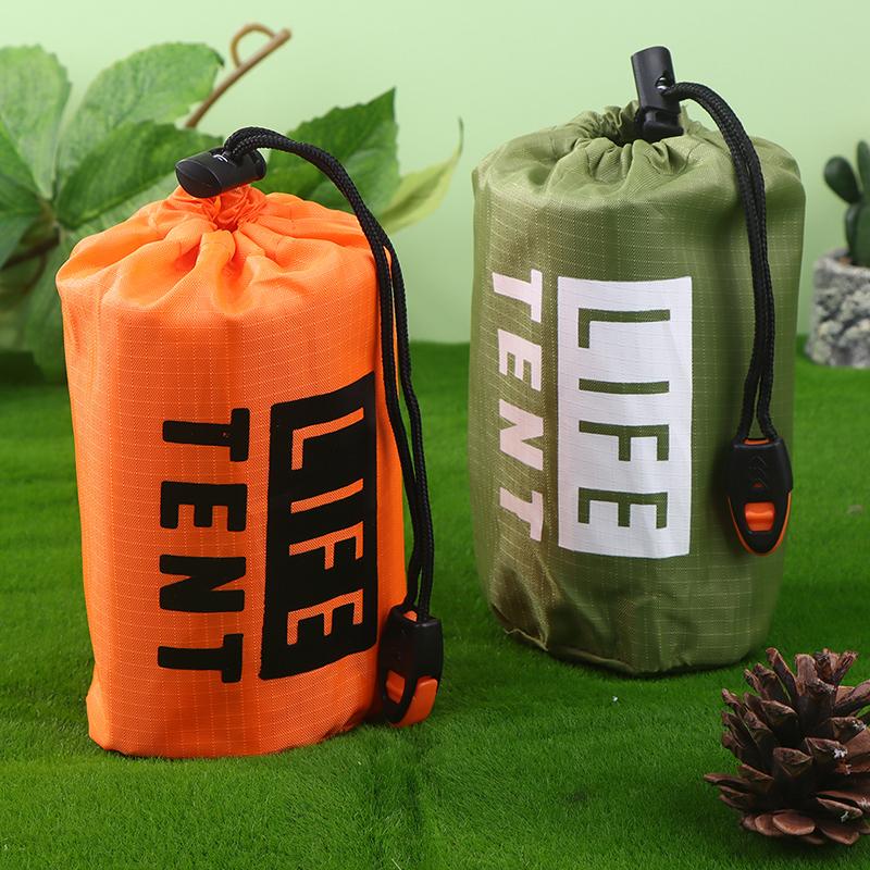 1 Person Emergency Shelter Survival Tent Kit Aluminum Film Triangle Tent Sleeping Bag With Storage Bag Outdoor Thermal Blanket