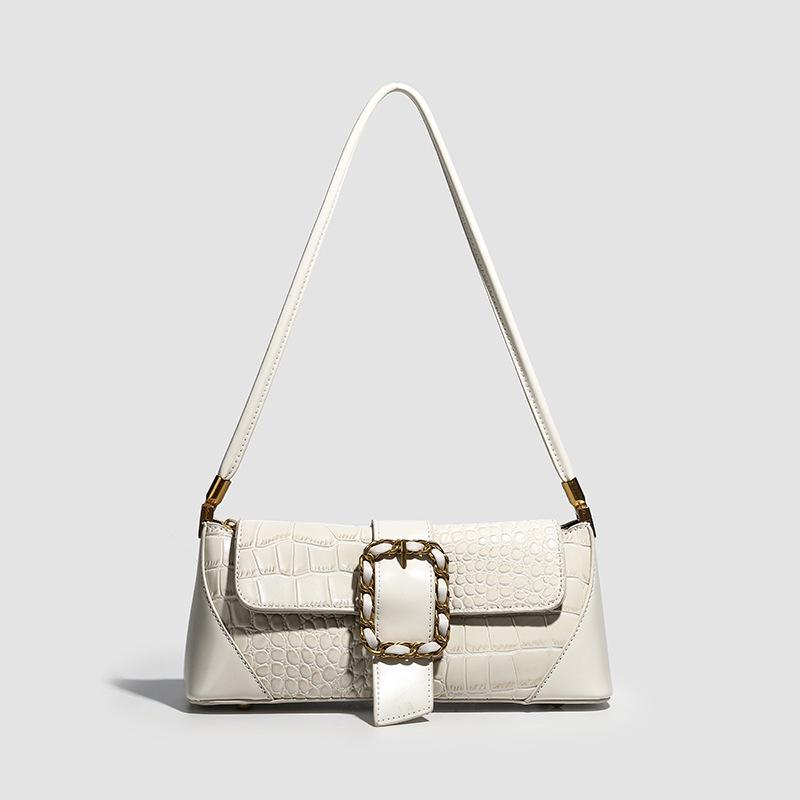 

Autumn 2025 Women s Crocodile Pattern Baguette Shoulder Bag - New Versatile Fashion білий
