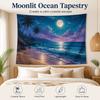 Large Tropical Beach Moon Tapestry Wall Hanging Coastal Ocean Sky Aesthetic Boho Decor Art Print Bedroom Living Room Decor
