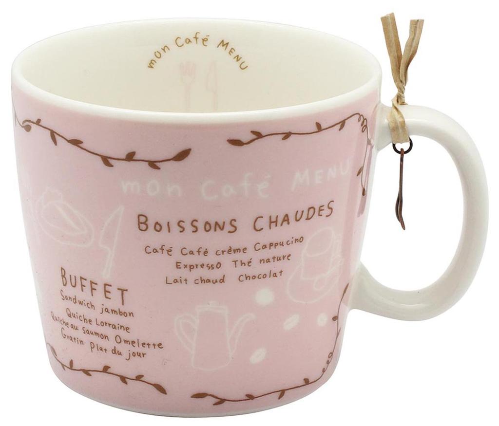 Mon Cafe Menu Mug, Pink, 026151