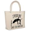 Beach Bag - PLANETEE - Insulated 'High Jump I Can't' - Natural Cotton - Beige - Large Capacity