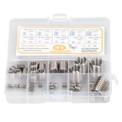 41 Pcs Thread Repair Insert Assortment Kit Stainless Steel M2 To M14 Thread Repair Insert with Storage Box