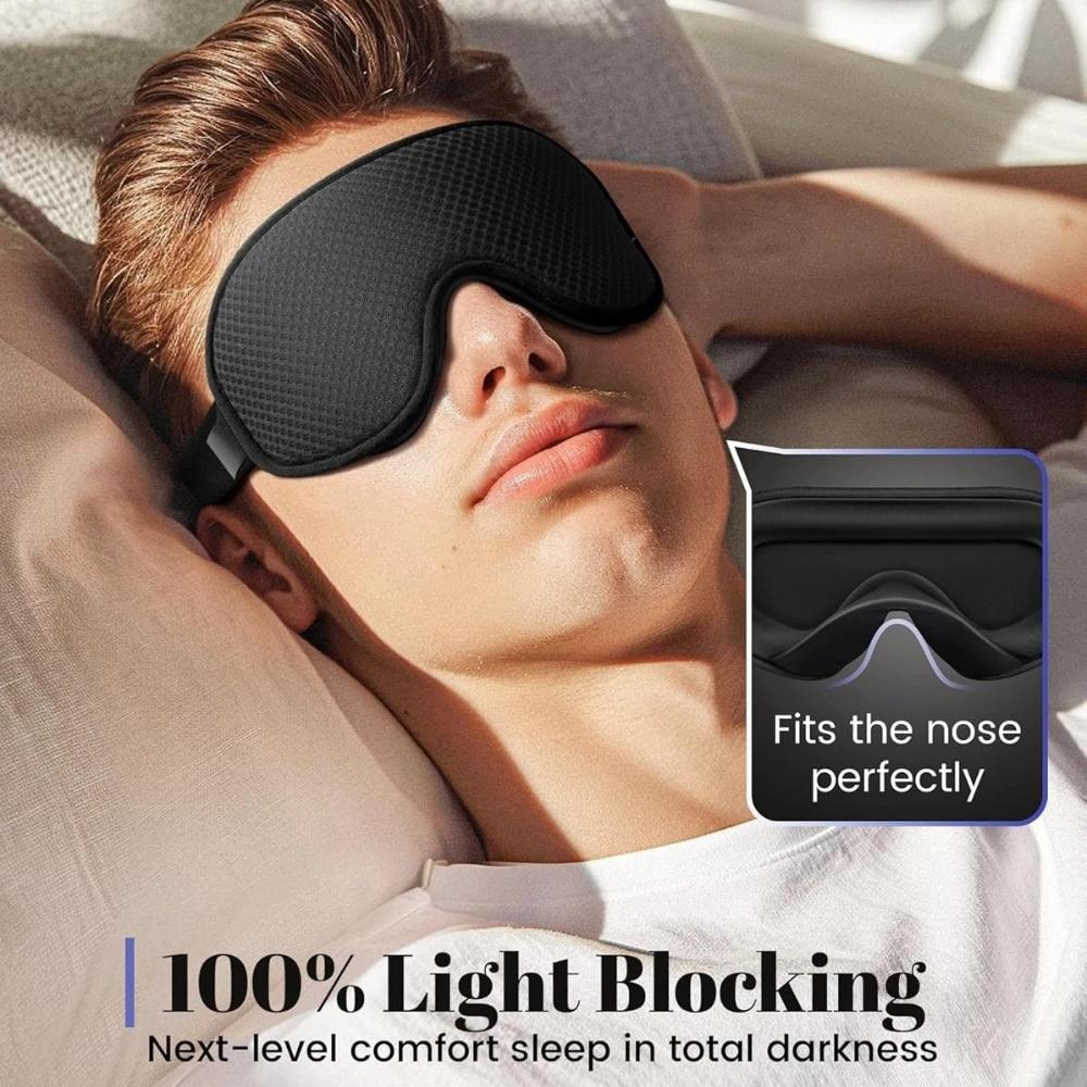 Sleep Mask ,Blackout Eye Mask for Sleep - 3D Breathable Soft Comfortable Eye Mask for Sleeping- Adjustable Strap Unisex