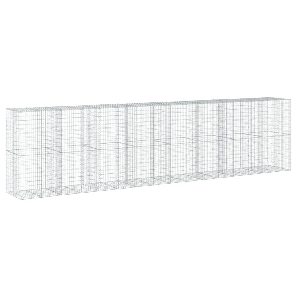 Gabion with Lid 800 X 100 X 200 Cm Galvanized Iron